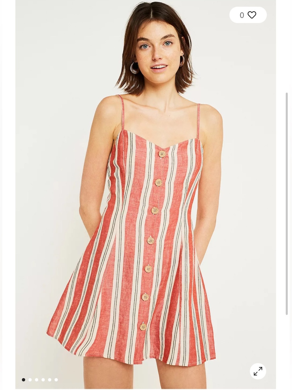 Striped ladder back linen mini dress